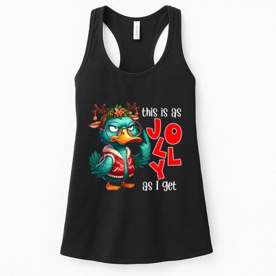 This Is As Jolly As I Get Funny Sarcastic Grumpy Duck Christmas Womens Tank Top