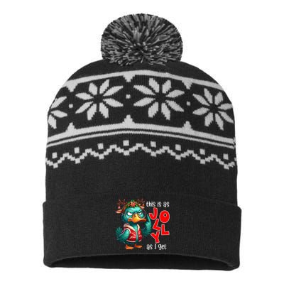 This Is As Jolly As I Get Funny Sarcastic Grumpy Duck Christmas USA-Made Snowflake Beanie