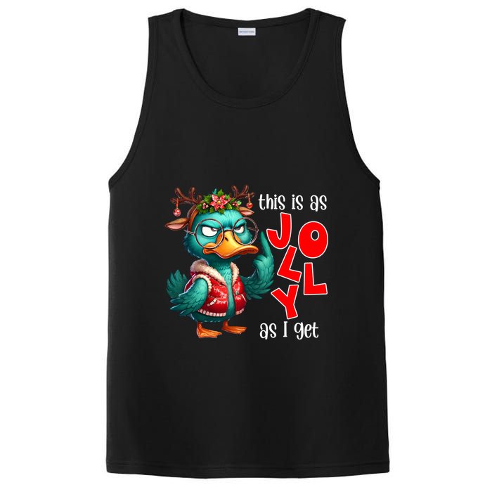 This Is As Jolly As I Get Funny Sarcastic Grumpy Duck Christmas PosiCharge Competitor Tank