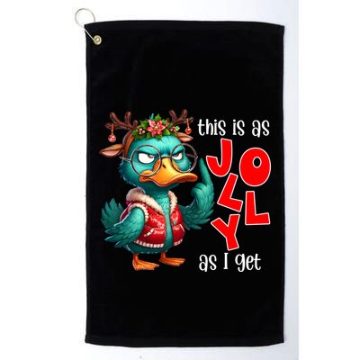 This Is As Jolly As I Get Funny Sarcastic Grumpy Duck Christmas Golf Towel