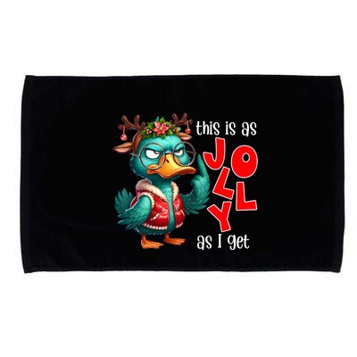 This Is As Jolly As I Get Funny Sarcastic Grumpy Duck Christmas Microfiber Hand Towel