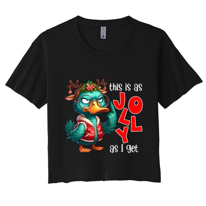 This Is As Jolly As I Get Funny Sarcastic Grumpy Duck Christmas Crop Top
