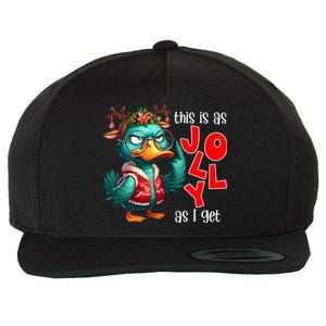 This Is As Jolly As I Get Funny Sarcastic Grumpy Duck Christmas Wool Snapback Cap