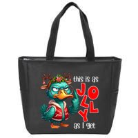 This Is As Jolly As I Get Funny Sarcastic Grumpy Duck Christmas Zip Tote Bag