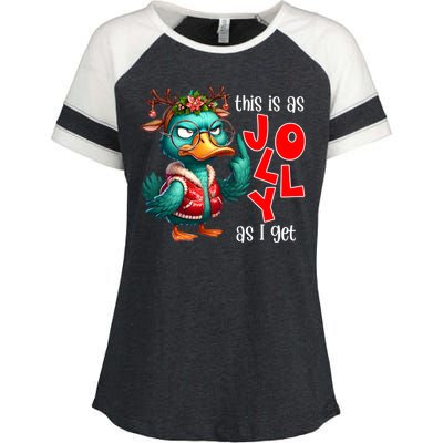 This Is As Jolly As I Get Funny Sarcastic Grumpy Duck Christmas Enza Ladies Jersey Colorblock Tee