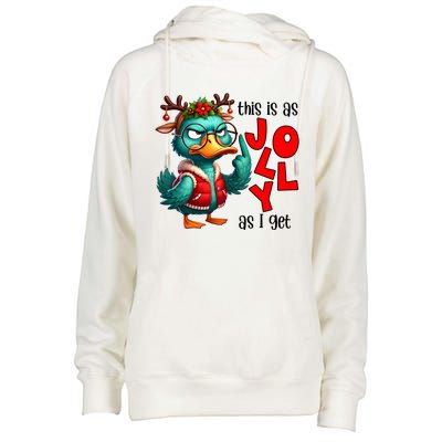 This Is As Jolly As I Get Funny Sarcastic Grumpy Duck Christmas Womens Funnel Neck Pullover Hood