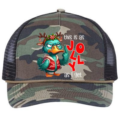 This Is As Jolly As I Get Funny Sarcastic Grumpy Duck Christmas Retro Rope Trucker Hat Cap