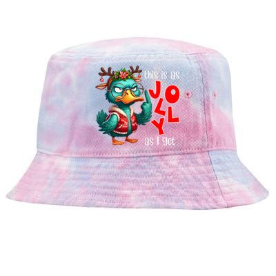 This Is As Jolly As I Get Funny Sarcastic Grumpy Duck Christmas Tie-Dyed Bucket Hat