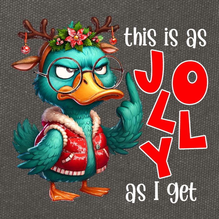 This Is As Jolly As I Get Funny Sarcastic Grumpy Duck Christmas Cotton Canvas Backpack