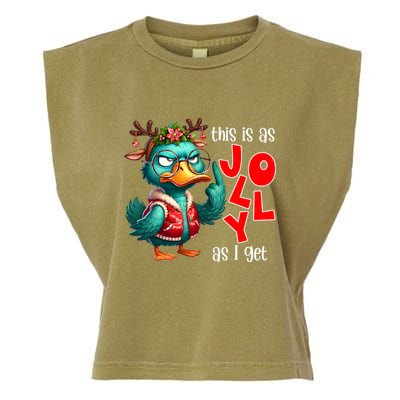 This Is As Jolly As I Get Funny Sarcastic Grumpy Duck Christmas Garment-Dyed Women's Muscle Tee