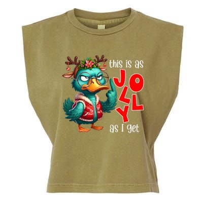 This Is As Jolly As I Get Funny Sarcastic Grumpy Duck Christmas Garment-Dyed Women's Muscle Tee