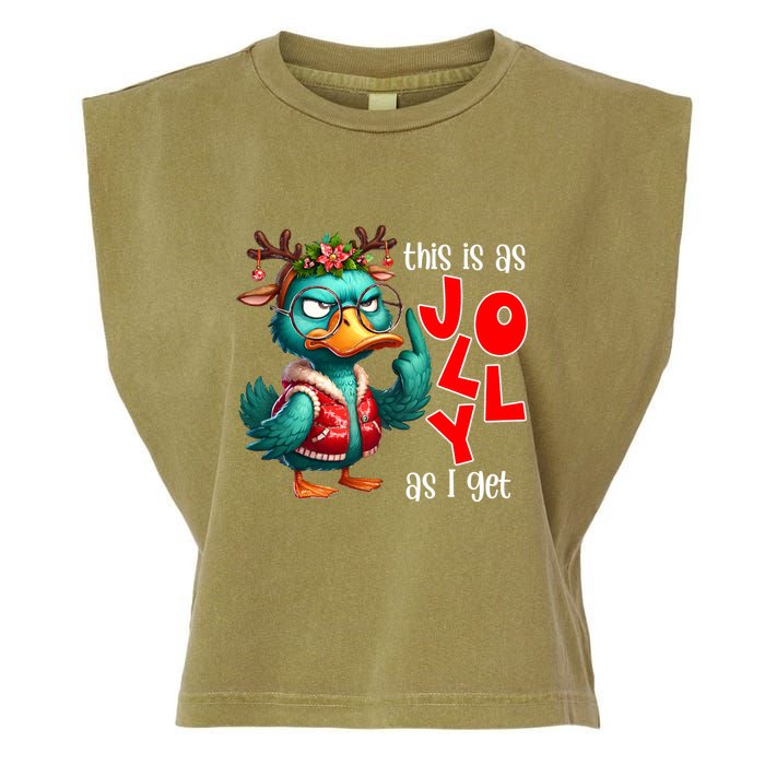 This Is As Jolly As I Get Funny Sarcastic Grumpy Duck Christmas Garment-Dyed Women's Muscle Tee