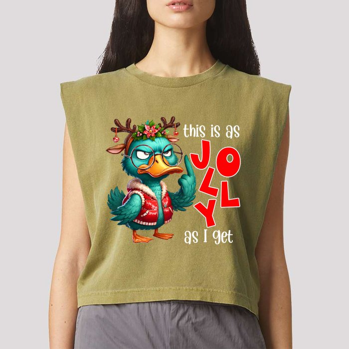 This Is As Jolly As I Get Funny Sarcastic Grumpy Duck Christmas Garment-Dyed Women's Muscle Tee