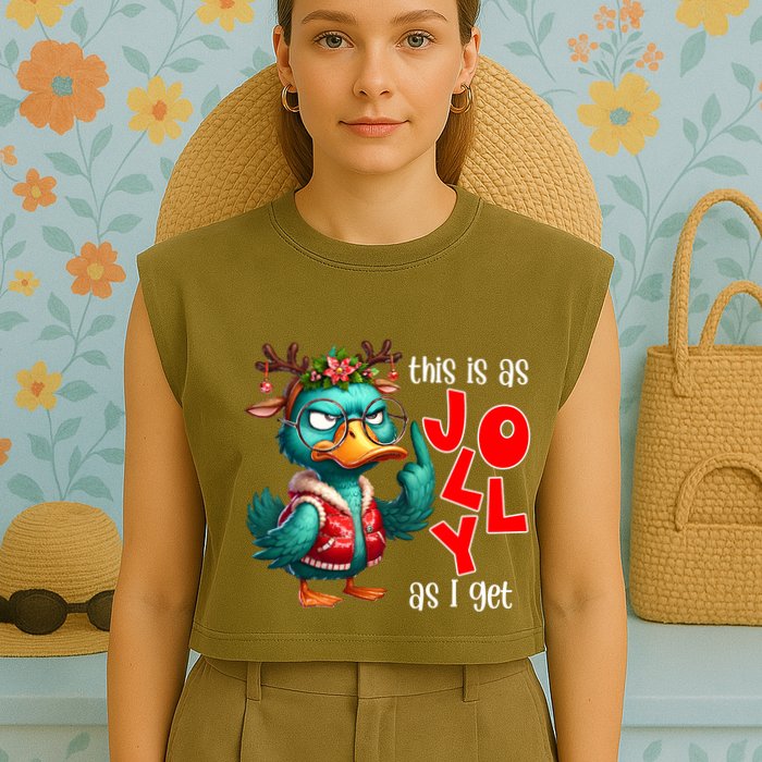 This Is As Jolly As I Get Funny Sarcastic Grumpy Duck Christmas Garment-Dyed Women's Muscle Tee