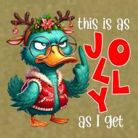 This Is As Jolly As I Get Funny Sarcastic Grumpy Duck Christmas Garment-Dyed Women's Muscle Tee