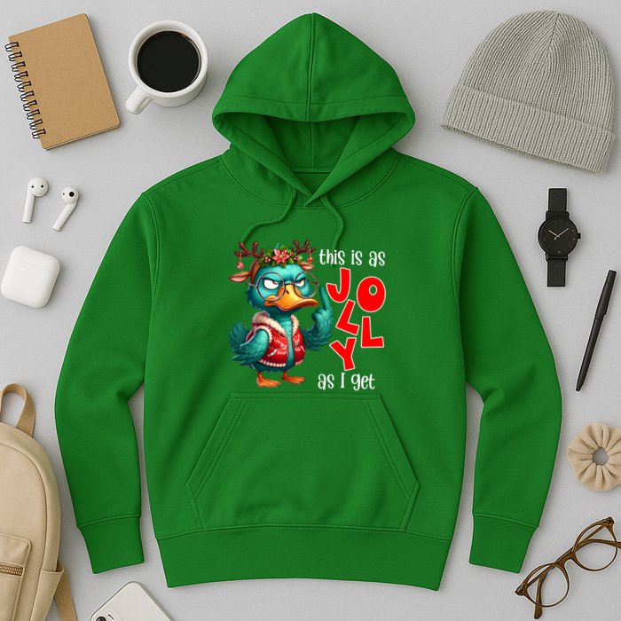 This Is As Jolly As I Get Funny Sarcastic Grumpy Duck Christmas Hoodie