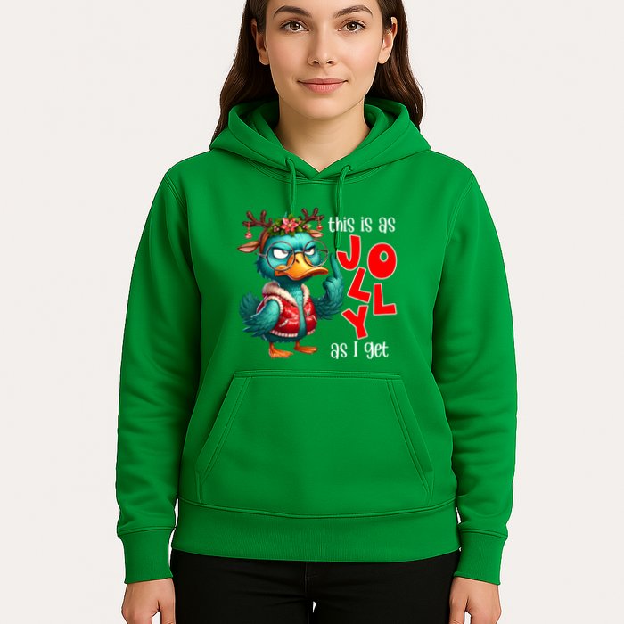 This Is As Jolly As I Get Funny Sarcastic Grumpy Duck Christmas Hoodie