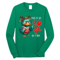 This Is As Jolly As I Get Funny Sarcastic Grumpy Duck Christmas Long Sleeve Shirt