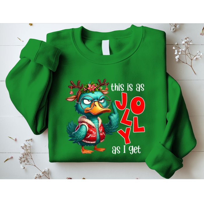 This Is As Jolly As I Get Funny Sarcastic Grumpy Duck Christmas Sweatshirt