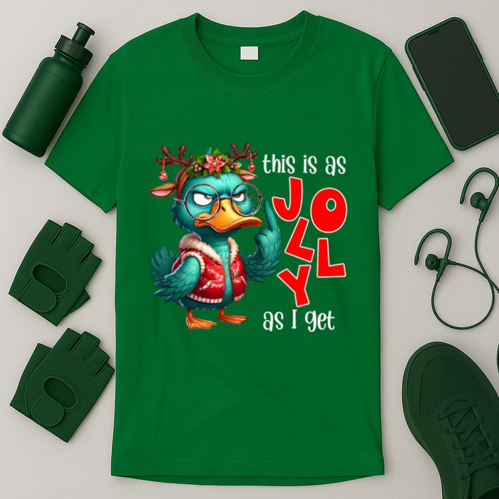 This Is As Jolly As I Get Funny Sarcastic Grumpy Duck Christmas T-Shirt