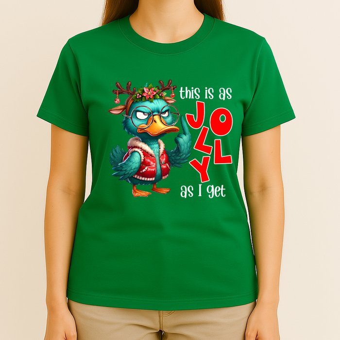 This Is As Jolly As I Get Funny Sarcastic Grumpy Duck Christmas T-Shirt