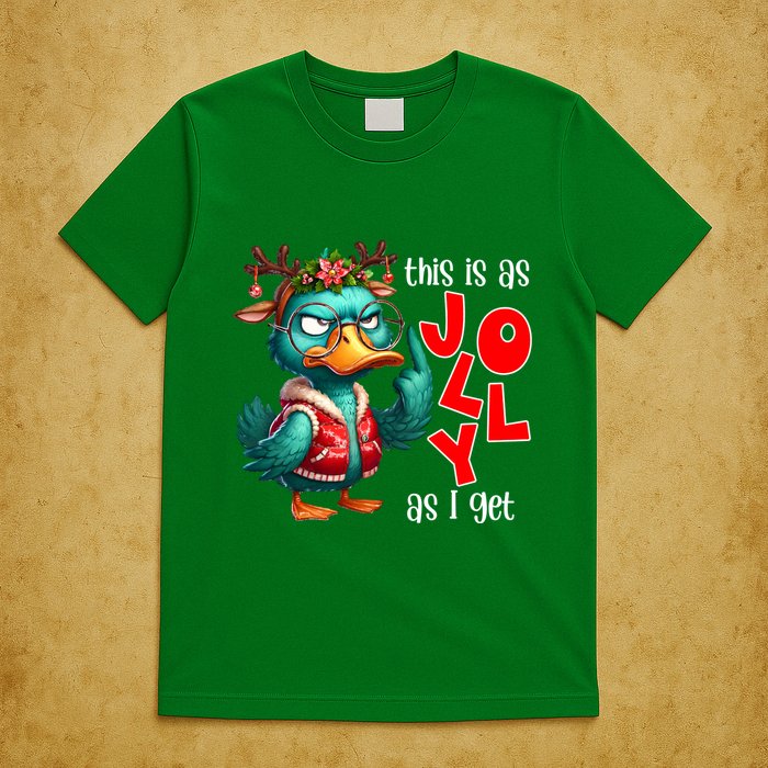 This Is As Jolly As I Get Funny Sarcastic Grumpy Duck Christmas T-Shirt