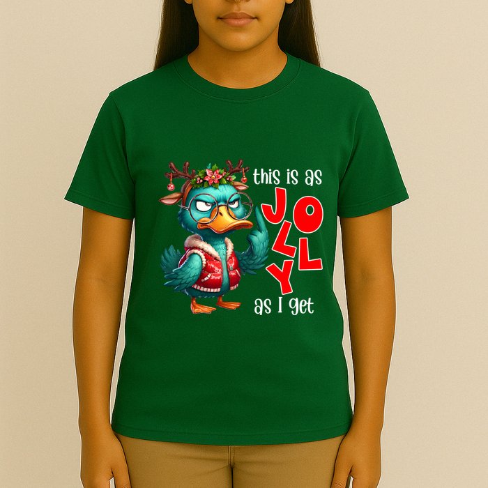 This Is As Jolly As I Get Funny Sarcastic Grumpy Duck Christmas T-Shirt