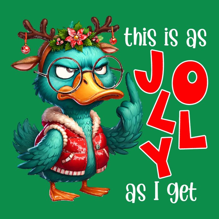 This Is As Jolly As I Get Funny Sarcastic Grumpy Duck Christmas Button