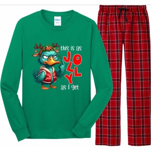 This Is As Jolly As I Get Funny Sarcastic Grumpy Duck Christmas Long Sleeve Pajama Set