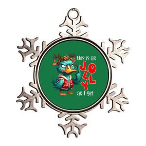 This Is As Jolly As I Get Funny Sarcastic Grumpy Duck Christmas Metallic Star Ornament