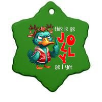 This Is As Jolly As I Get Funny Sarcastic Grumpy Duck Christmas Ceramic Star Ornament