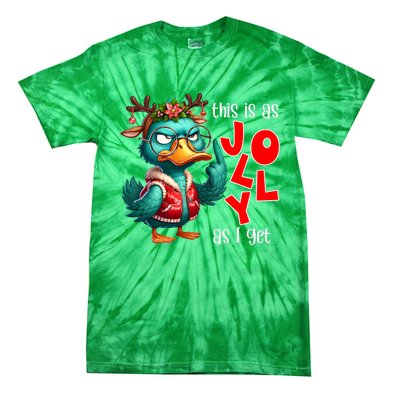 This Is As Jolly As I Get Funny Sarcastic Grumpy Duck Christmas Tie-Dye T-Shirt