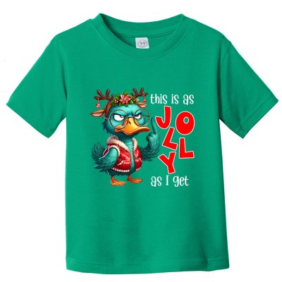 This Is As Jolly As I Get Funny Sarcastic Grumpy Duck Christmas Toddler T-Shirt