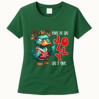 This Is As Jolly As I Get Funny Sarcastic Grumpy Duck Christmas Womens T-Shirt