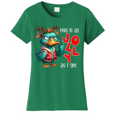 This Is As Jolly As I Get Funny Sarcastic Grumpy Duck Christmas Women's T-Shirt