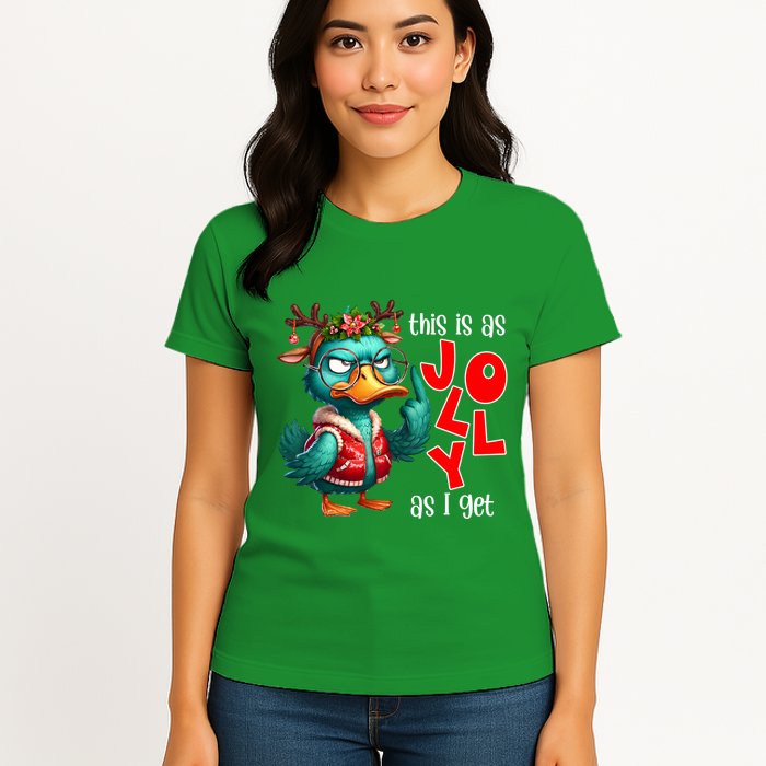 This Is As Jolly As I Get Funny Sarcastic Grumpy Duck Christmas Womens T-Shirt