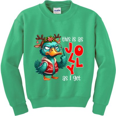 This Is As Jolly As I Get Funny Sarcastic Grumpy Duck Christmas Kids Sweatshirt