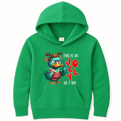 This Is As Jolly As I Get Funny Sarcastic Grumpy Duck Christmas Kids Hoodie