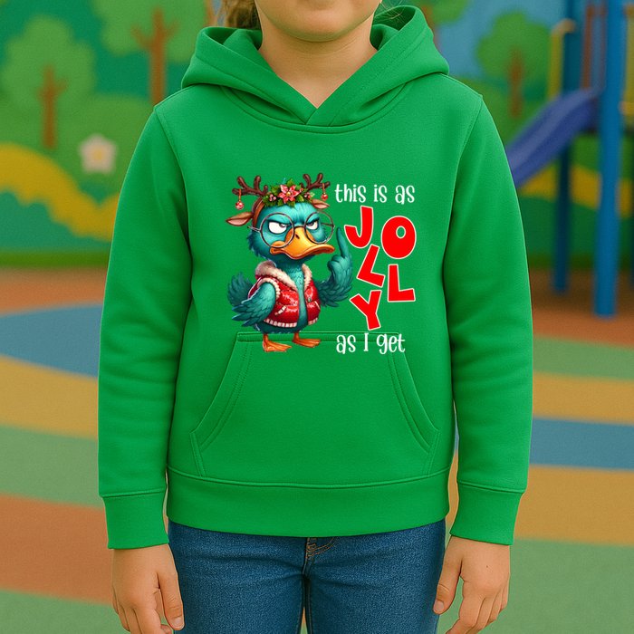 This Is As Jolly As I Get Funny Sarcastic Grumpy Duck Christmas Kids Hoodie