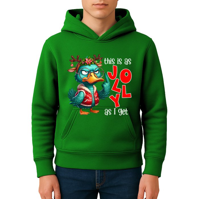 This Is As Jolly As I Get Funny Sarcastic Grumpy Duck Christmas Kids Hoodie
