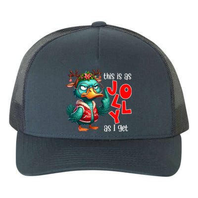 This Is As Jolly As I Get Funny Sarcastic Grumpy Duck Christmas Yupoong Adult 5-Panel Trucker Hat