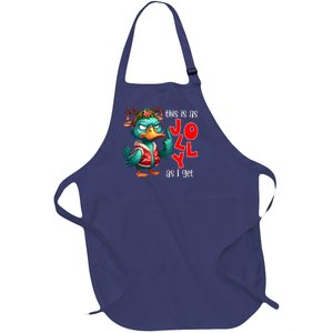 This Is As Jolly As I Get Funny Sarcastic Grumpy Duck Christmas Full-Length Apron With Pockets