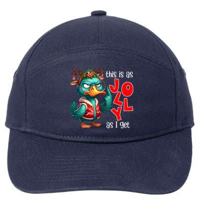 This Is As Jolly As I Get Funny Sarcastic Grumpy Duck Christmas 7-Panel Snapback Hat