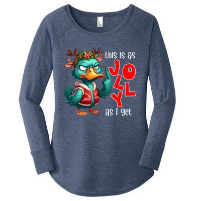 This Is As Jolly As I Get Funny Sarcastic Grumpy Duck Christmas Women's Perfect Tri Tunic Long Sleeve Shirt