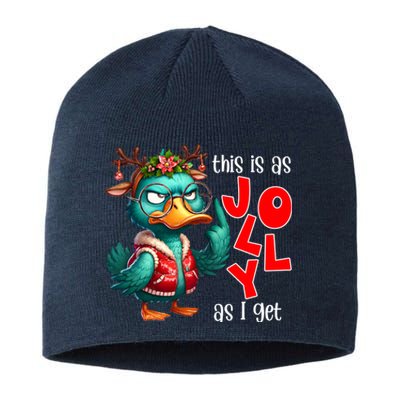 This Is As Jolly As I Get Funny Sarcastic Grumpy Duck Christmas Sustainable Beanie