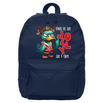 This Is As Jolly As I Get Funny Sarcastic Grumpy Duck Christmas 16 in Basic Backpack