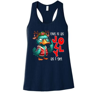 This Is As Jolly As I Get Funny Sarcastic Grumpy Duck Christmas Women's Racerback Tank