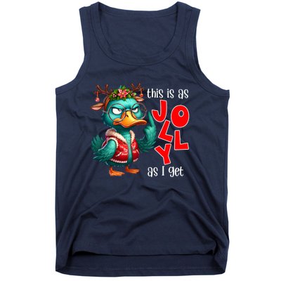 This Is As Jolly As I Get Funny Sarcastic Grumpy Duck Christmas Tank Top