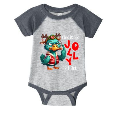 This Is As Jolly As I Get Funny Sarcastic Grumpy Duck Christmas Infant Baby Jersey Bodysuit