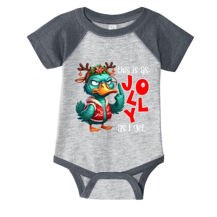 This Is As Jolly As I Get Funny Sarcastic Grumpy Duck Christmas Infant Baby Jersey Bodysuit